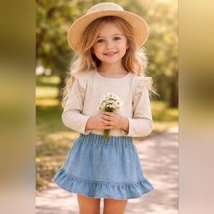 Jamie Kay Cream Ruffle Long-Sleeve Top for Girls